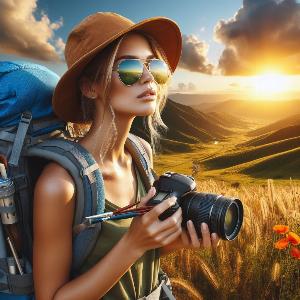 female backpacker on a hot summer day-2